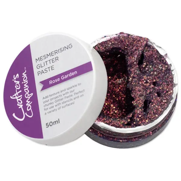 Image of Crafter's Comanion Holographic Glitter Texture Paste 50ml Pink Mesmerising Rose Garden