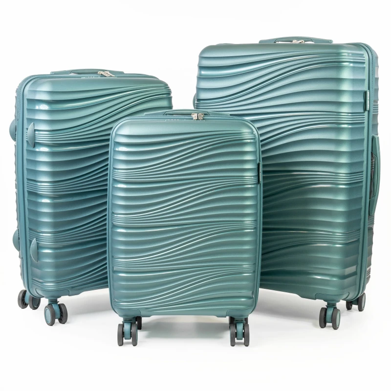 Image of Pierre Cardin Riviera Hard Travel Suitcase 8 Spinner Wheeled Luggage with TSA Locks in Teal Size: Medium Teal Unisex Medium