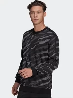 Image of adidas Essentials French Terry Camo-Print Sweatshirt, Black, Size L, Men