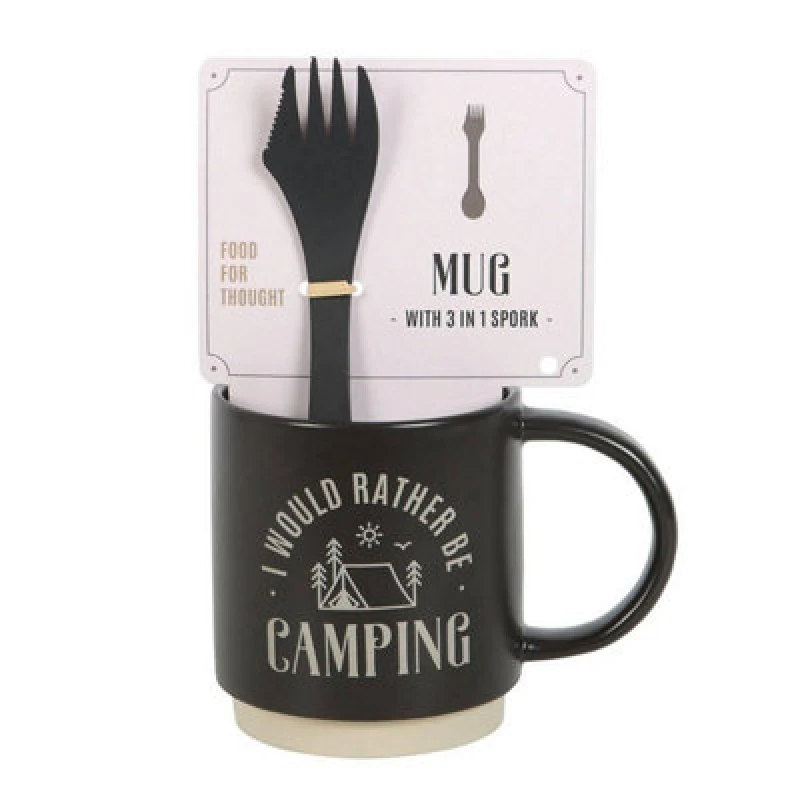 Image of Something Different Something Different I Would Rather Be Camping 3 in 1 Mug Set in Black One Size Unisex 5063703427838