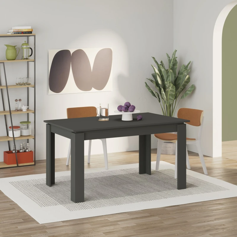 Image of Decortie Tolmen Modern Extendable Dining Table 140-190Cm Anthracite Grey, Black 8.68081E+12