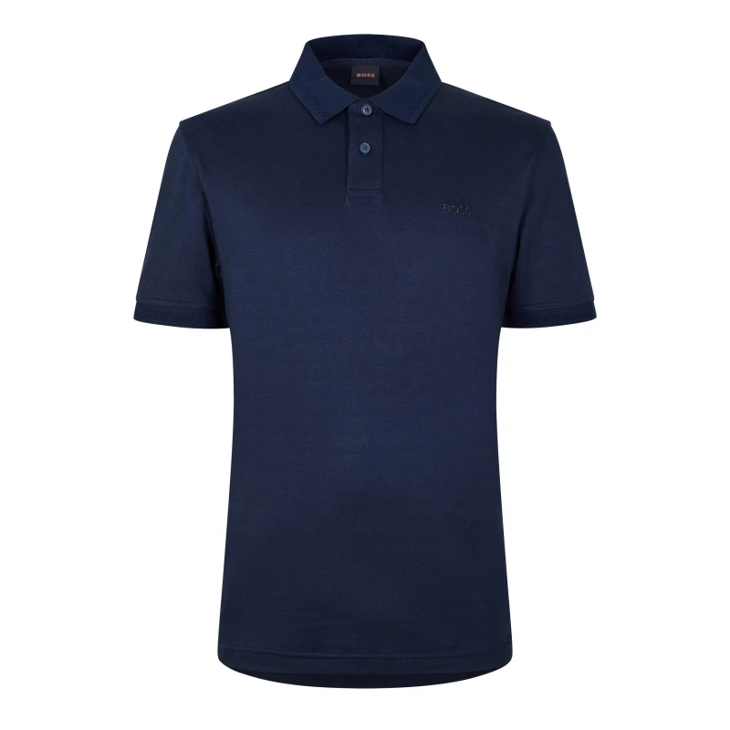 Image of Boss Mens PeInterlock Short-Sleeve Polo Shirt Dark Blue 404 male M