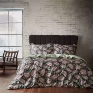 Image of Magali Tropical Printed Cotton Sateen Piped Duvet Cover Set Mint, Mint / King