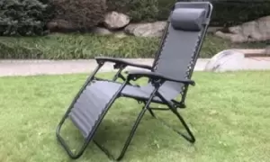 Image of Garden Reclining Chair, Black with white frame