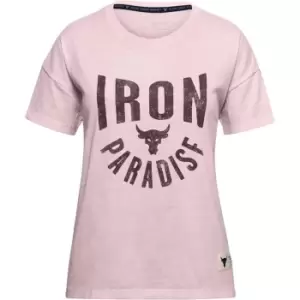 Image of Under Armour Armour Project Rock Short Sleeve T-Shirt Junior Girls - Pink