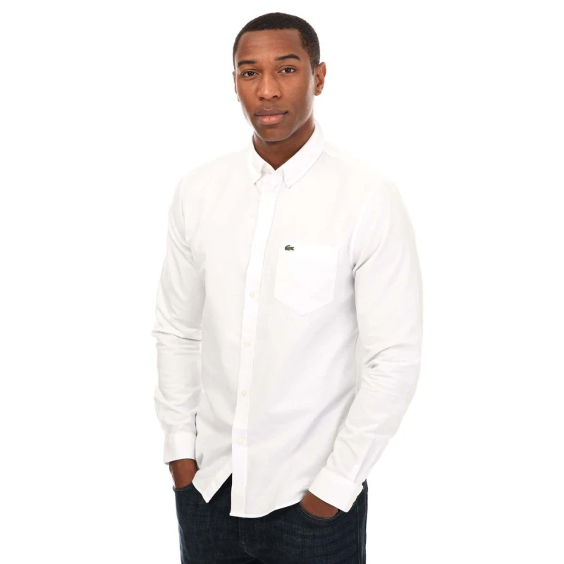 Image of Lacoste Button Down Oxford Shirt - White White S