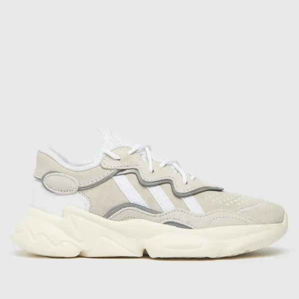 Image of adidas white & beige ozweego Junior Trainers