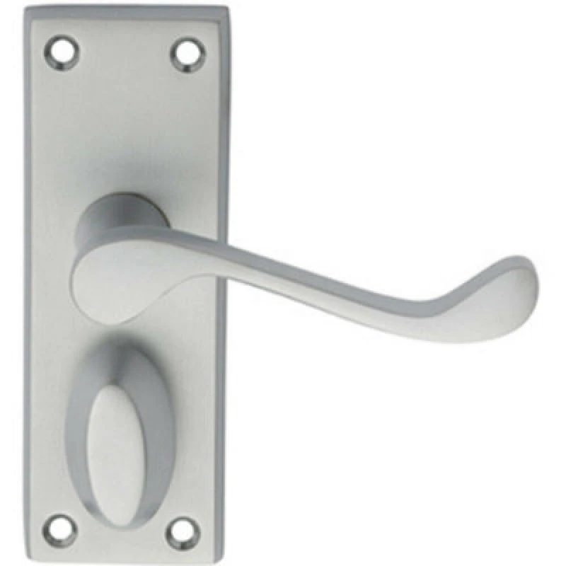 Image of Loops PAIR Victorian Scroll Handle on Privacy Backplate 118 x 43mm Satin Chrome Multi