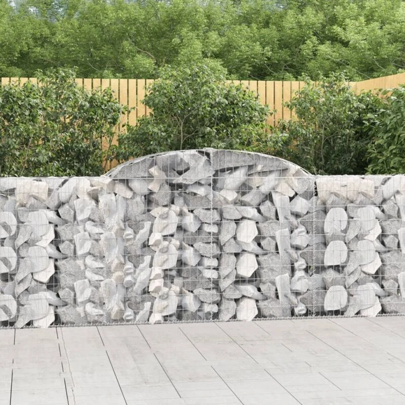 Image of vidaXL Arched Gabion Baskets 13 pcs 300x30x100/120cm Galvanised Iron, Silver 3146532