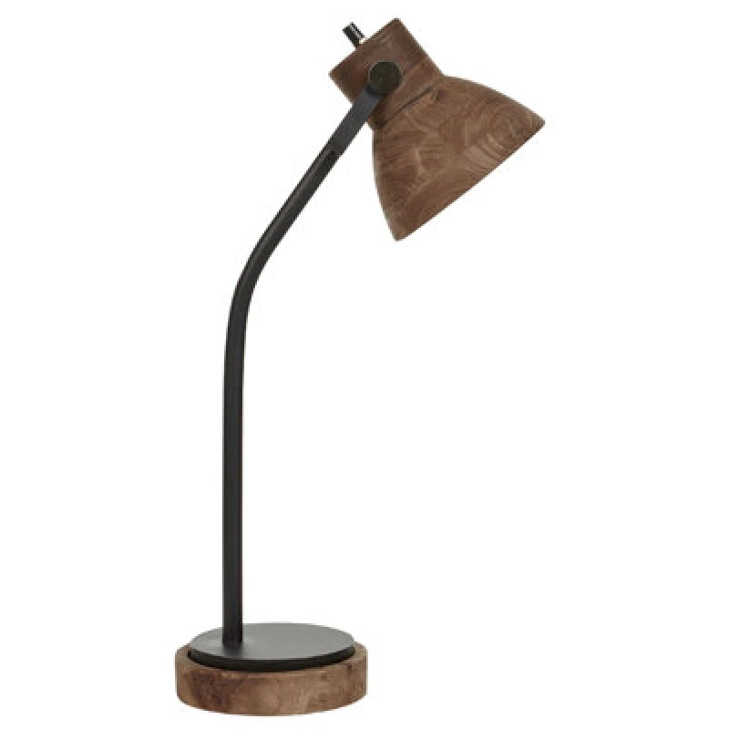 Image of Beliani Desk Lamp Kolar Mango Wood Dark Brown