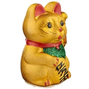 Image of Maneki Neko Waving Cat, Eyes Open 17cm