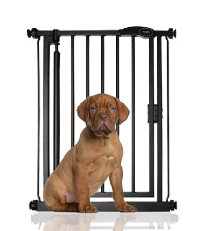 Image of Bettacare Auto Close Pet Gate, 61Cm - 66.5Cm, Matt Black, Extra Narrow, Narrow Pressure Fit Stair Gate For Dog & Puppy