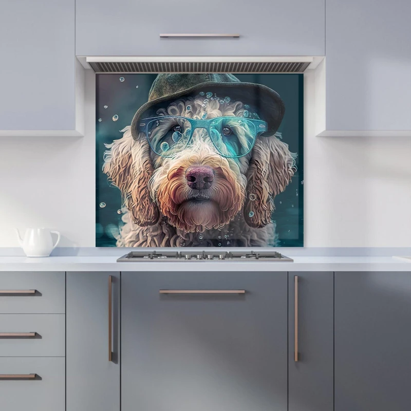 Image of Warren Reed - Designer Labradoodle Dog Splashart Kitchen Splashback Size: 600mm x 650mm Multicolor Unisex 600mm x 650mm