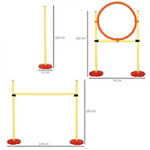 Image of PawHut Pet Agility Set High Jump, Swerving around Poles, Jumping Ring Yellow
