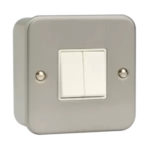 Image of Click Scolmore Essentials Metal Clad 2 Gang 2 Way 10A Switch (No K/O) - CL012B