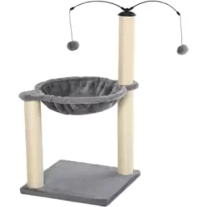 Image of Pawhut - 72cm Cat Tree Tower for Indoor Cats with Sisal Scratching Post Hammock Cat Play House Dangling Ball Kitten Activity Center Furniture Grey