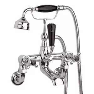 Image of Hudson Reed Black Topaz With Crosshead Wall Mounted Bath Shower Mixer - Chrome / Black