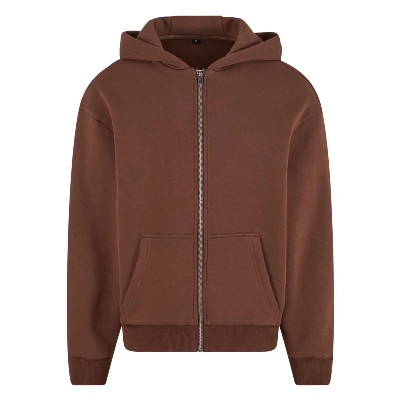 Image of Build Your Brand Mens Fluffy Full Zip Hoodie in Brown Size: XS Brown Male XS