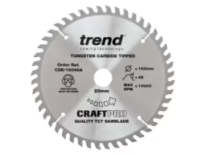 Image of Trend CSB/16048A Craft Saw Blade 160mm x 48T x 2.2 x 20mm