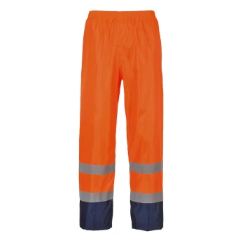 Image of Classic Hi Vis Contrast Rain Trousers Orange / Navy M