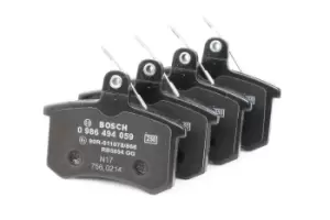 Image of Bosch Brake pad set AUDI,FIAT,LANCIA 0 986 494 059 60743565,60743578,60760120 9939503,9941211,9941873,9945629,437698451,4D0698451F,859698151,60743565