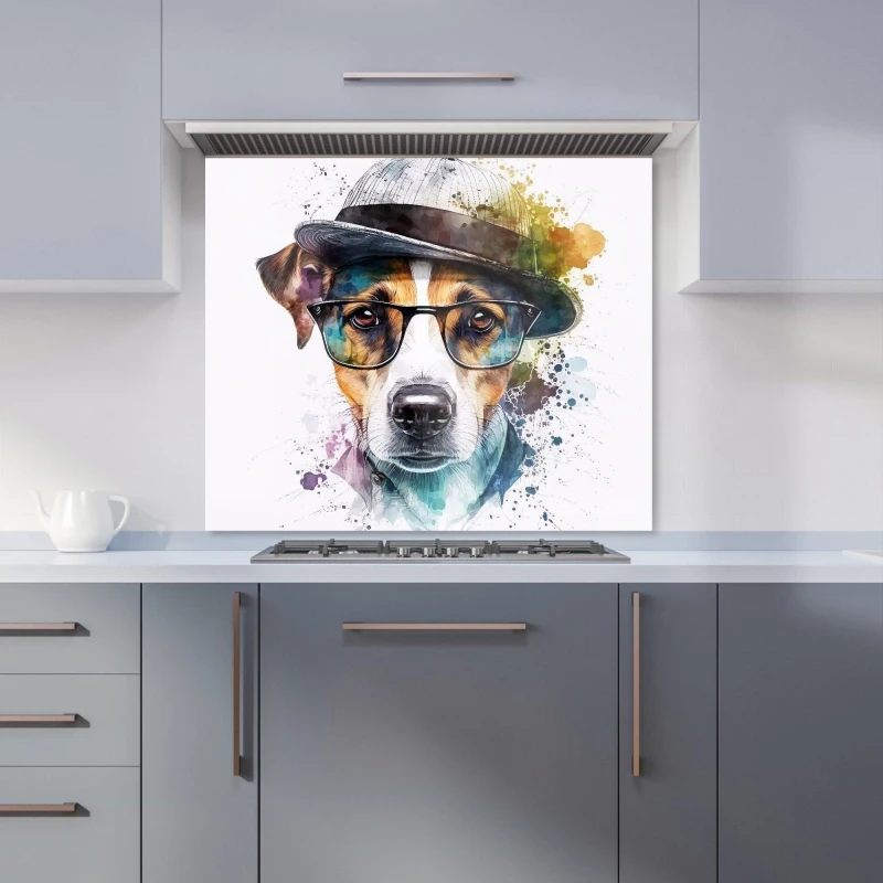 Image of Warren Reed - Designer Jack Russell Dog Splashart Kitchen Splashback Size: 700mm x 650mm Multicolor Unisex 700mm x 650mm
