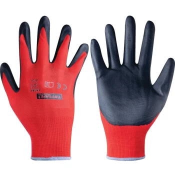 Image of Palm-side Coated Red/Black Gloves - Size 10 - Tuffsafe