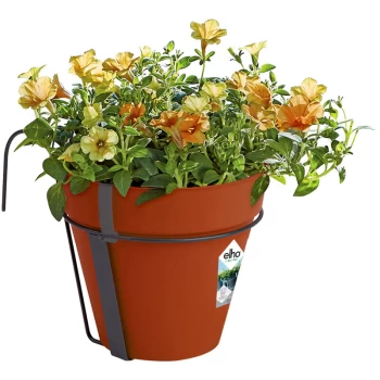 Image of Elho - Flower Pot Loft Urban Balcony Bracket Overflow Pipes Plant Box Balcony Terracotta Plastic Weatherproof rund/3 Liter (de)