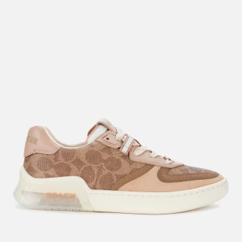 Image of Coach Womens CitySole Signature Print Court Trainers - Tan/Beachwood - UK 4