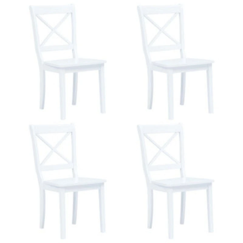 Image of Vidaxl Dining Chairs 4 Pcs White Solid Rubber Wood Dining Chairs