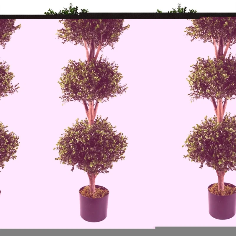 Image of Leaf 120cm Buxus Triple Ball Artificial Tree UV Resistant Outdoor Green