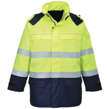 Image of Portwest - FR79YNRXL - sz XL Bizflame Multi Arc Hi-Vis Jacket - Yellow/Navy