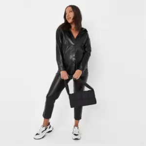 Image of Missguided Croc Pu Shirt - Black