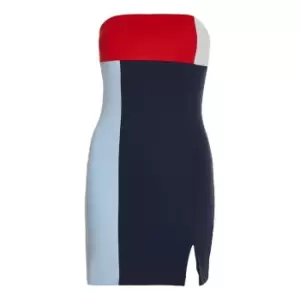 Image of Tommy Jeans Archive Colour Block Bodycon Dress - Blue