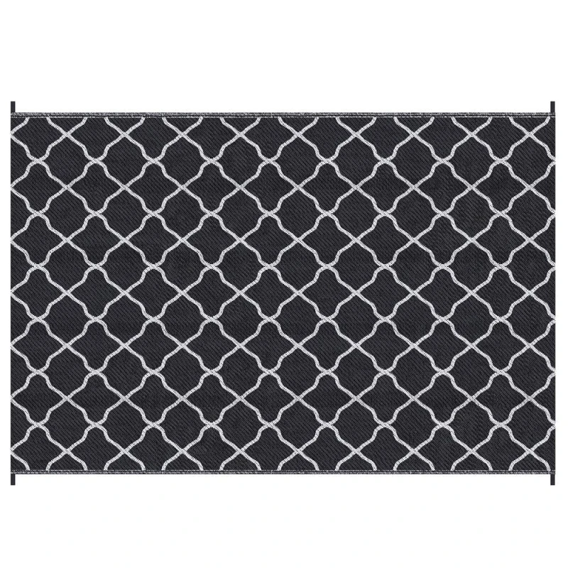 Image of Outsunny Reversible Outdoor Rug w/ Bag 182 x 274cm - Black 844-638V01BK