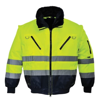 Image of Portwest Hi Vis 3 in 1 Pilot Jacket Yellow / Navy L
