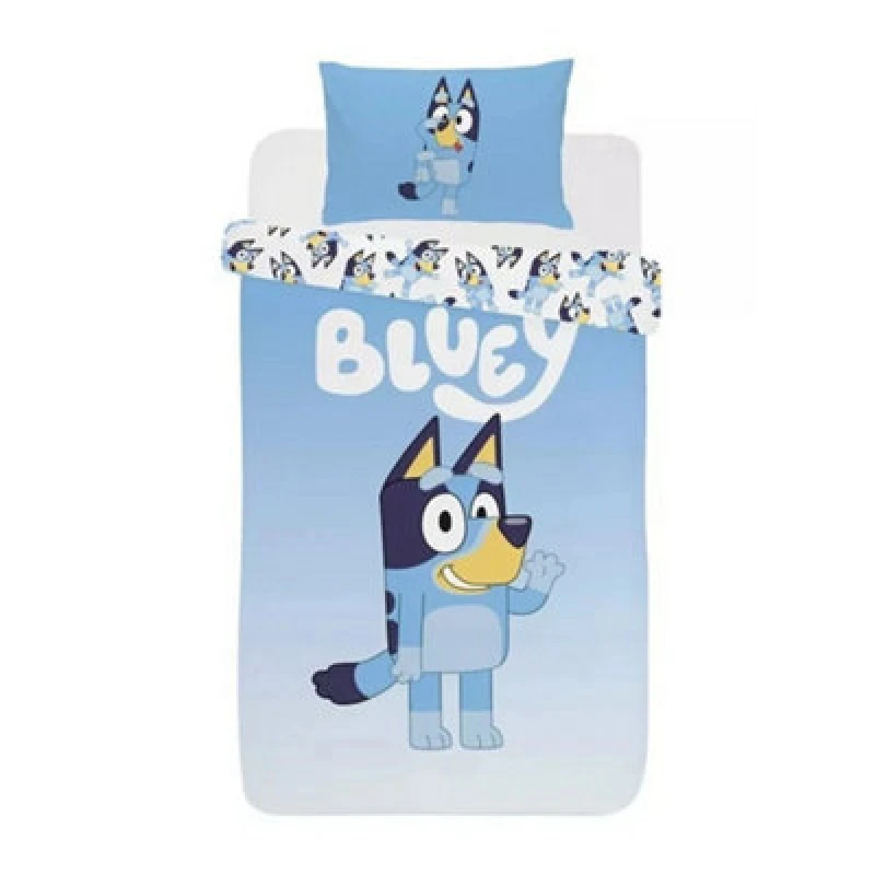 Image of Bluey Wave Duvet Set Blue/white (Single)