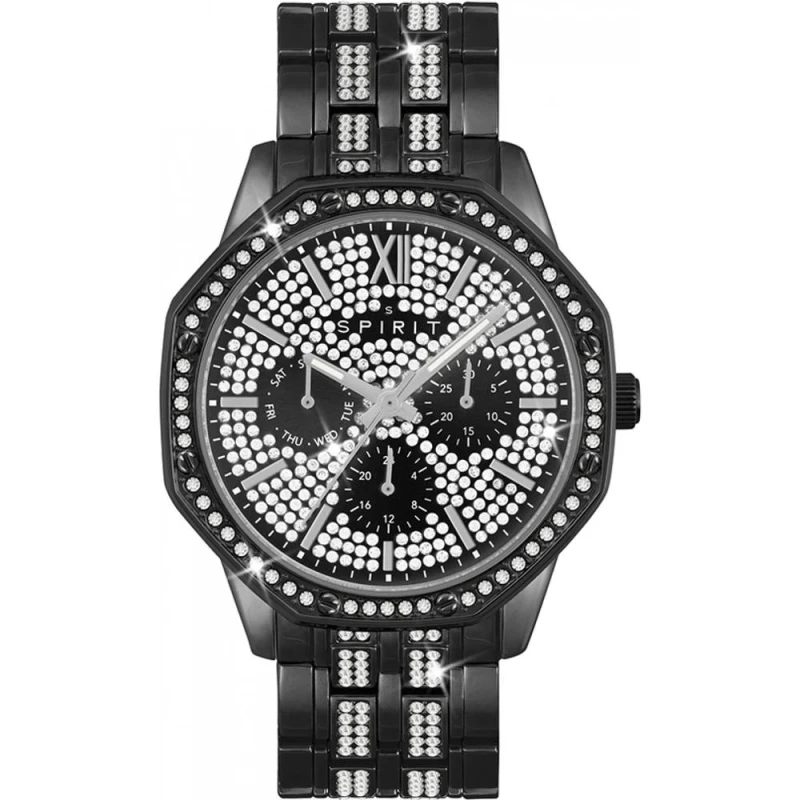 Image of Spirit SP3032 Black IP Stone Set Bracelet Watch - W27194