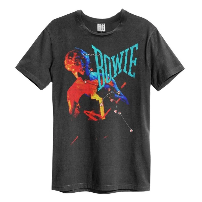Image of Amplified Amplified Men Let's Dance David Bowie T-Shirt in Charcoal Size: Small Charcoal S Male 5063470408665