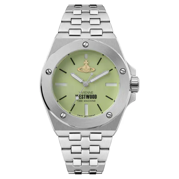 Image of Vivienne Westwood Leamouth Green Dial Stainless Steel Bracelet Unisex Watch VV271GRSL VV271GRSL