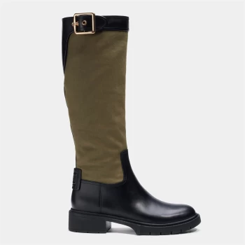 Image of Coach Womens Leigh Leather Knee High Boots - Army Green - UK 5