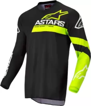 Image of Alpinestars Fluid Chaser Motocross Jersey, black-yellow, Size S, black-yellow, Size S