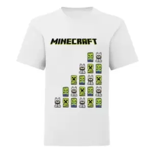 Image of Minecraft Boys My Buddies T-Shirt (9-10 Years) (White/Green)