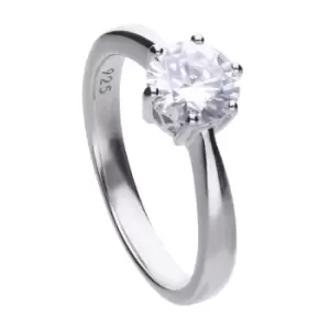 Image of Sterling Silver 6 Claw Solitaire Ring With White Zirconia 1Ct