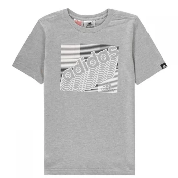 Image of adidas Camo Linear T Shirt Junior - Grey Linear