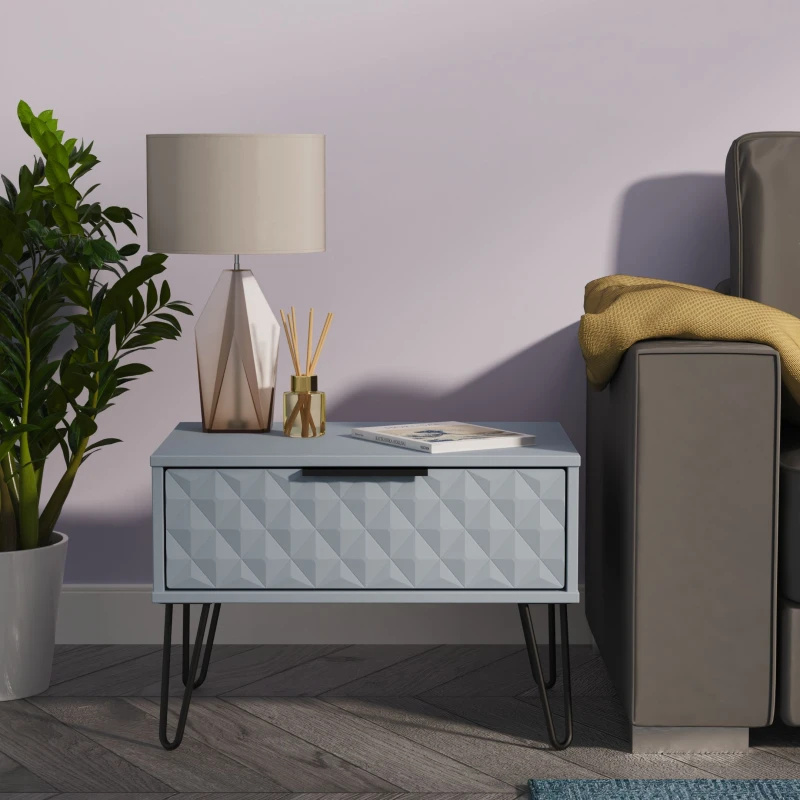 Image of Ready Assembled 2 U Islay 1 Drawer Wide Side Table (Ready Assembled) in Light Blue Light Blue Unisex