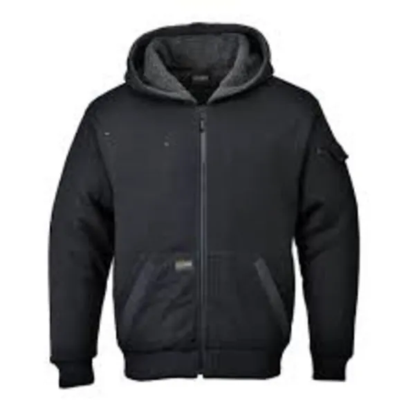 Image of Portwest Pewter Mens Sherpa Lined Hoodie Jacket KS32BKRS Colour: Black