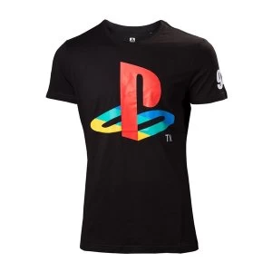 Image of Sony PlayStation Classic Logo and Colours Mens T-Shirt Black