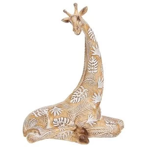 Image of Carved Lying Giraffe Large Ornament