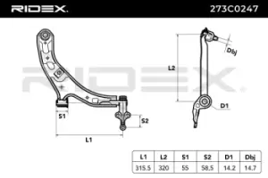 Image of RIDEX Suspension arm Left Front 273C0247 Track control arm,Wishbone NISSAN,ALMERA II Hatchback (N16),Almera II Limousine (N16),ALMERA Classic (B10)